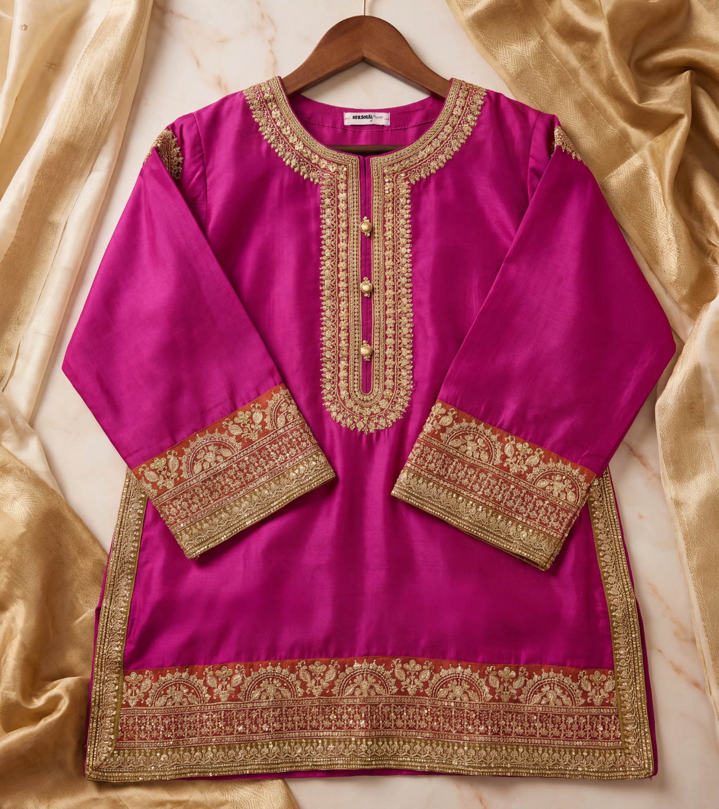 The Royal Fuchsia Zari Ensemble | 3-Piece Embroidered Suit